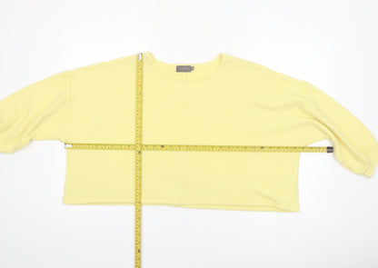 Mirrou Womens Yellow Cropped Knit Blouse Size S Relaxed Fit