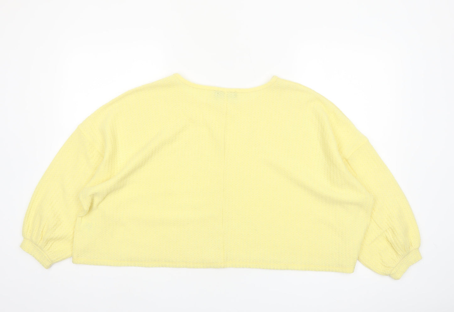Mirrou Womens Yellow Cropped Knit Blouse Size S Relaxed Fit