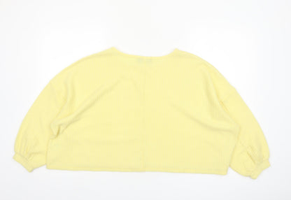 Mirrou Womens Yellow Cropped Knit Blouse Size S Relaxed Fit