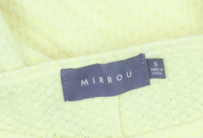 Mirrou Womens Yellow Cropped Knit Blouse Size S Relaxed Fit