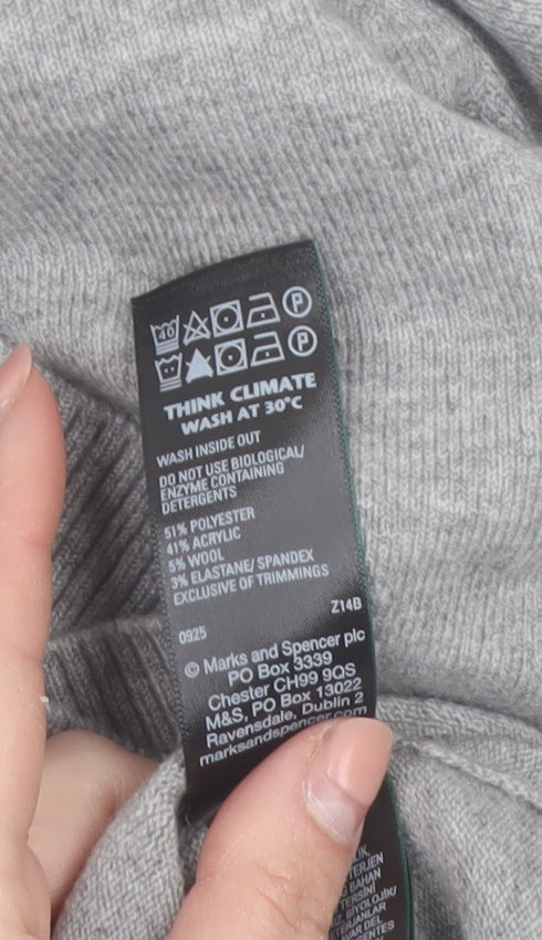 Marks and Spencer Womens Grey Roll Neck Jumper Size M
