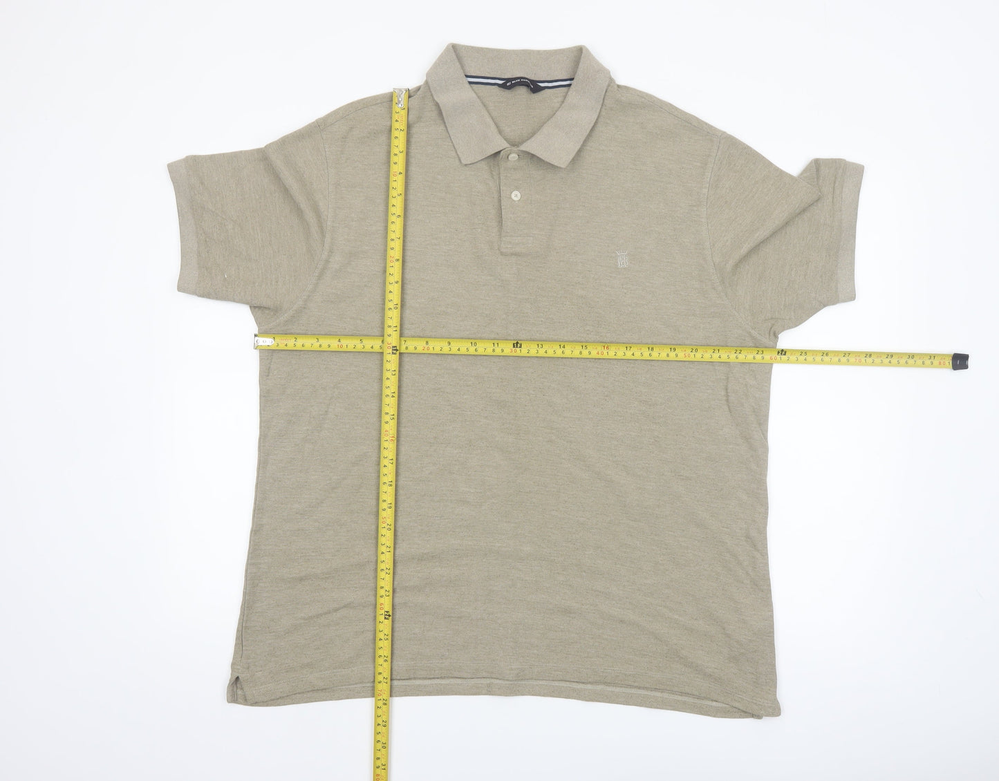 Marks & Spencer Men's Beige Short Sleeve Polo Shirt XL Classic Fit