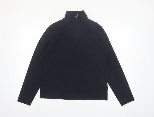 Lands' End Women's Black 1/2 Zip Fleece Sweatshirt Size M 10-12
