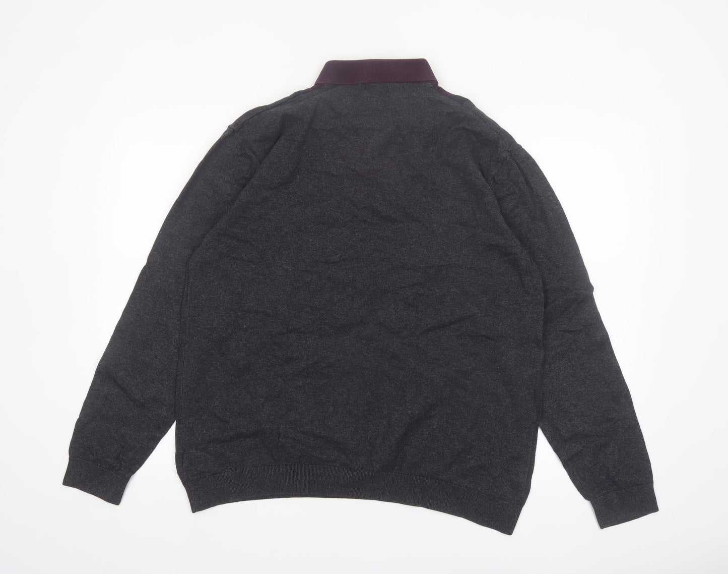 Next Men’s Grey Collared Pullover Jumper XL Cotton Knit