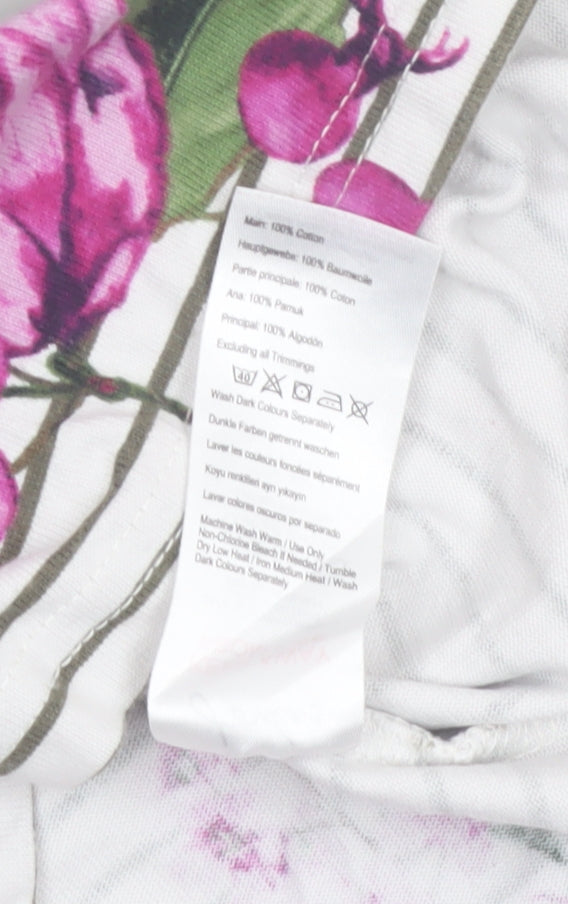 Joules Women’s White Floral Striped Long Sleeve Cotton T-Shirt Size 8