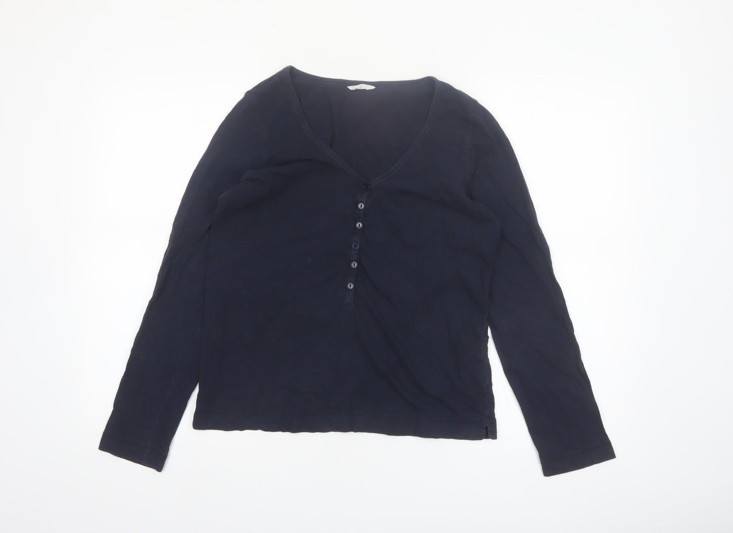 Hush Womens Blue Long Sleeve V-Neck Button-Up Top XS