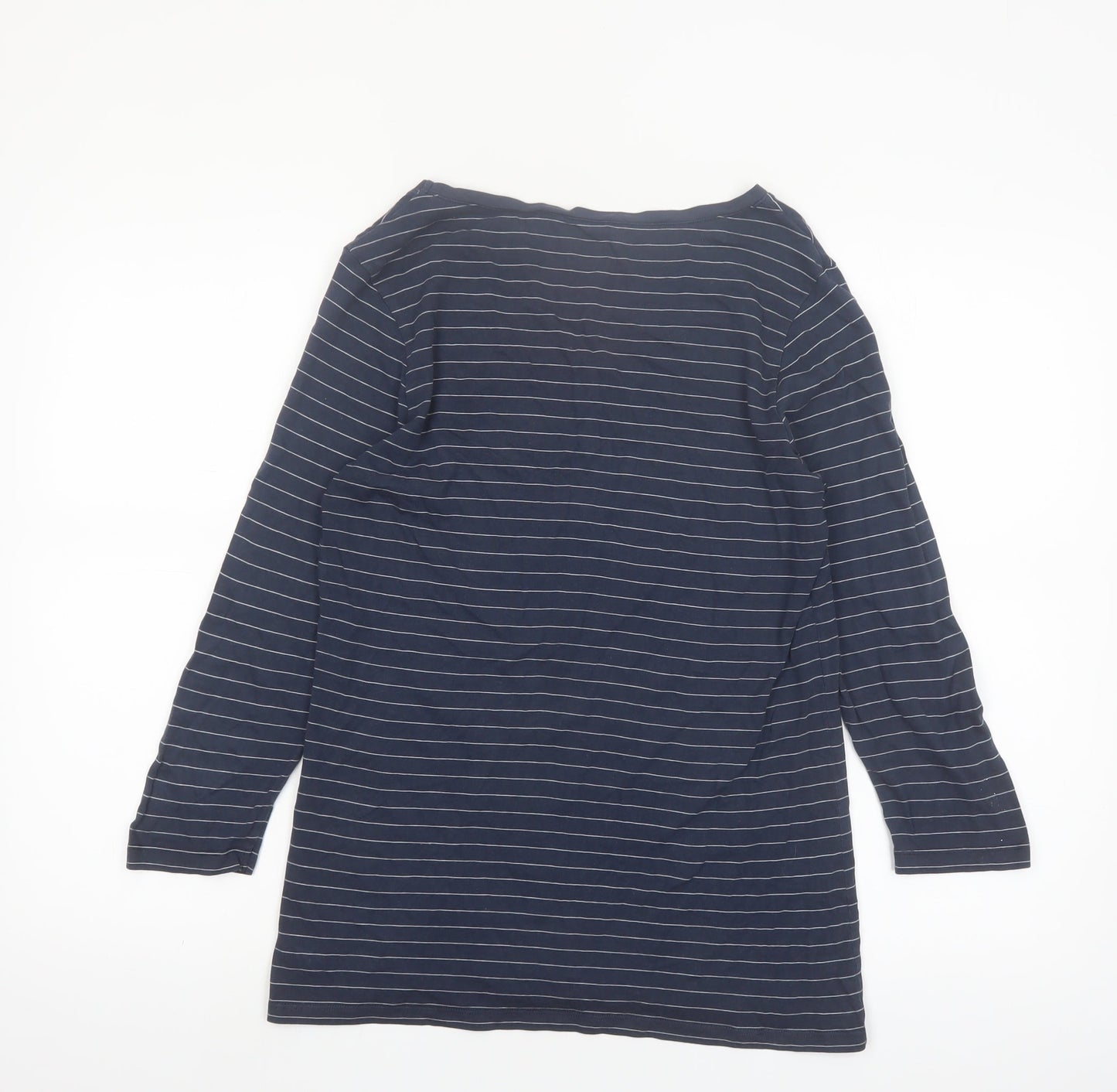 FatFace Womens Blue Striped 3/4 Sleeve Scoop Neck T-Shirt Size 12