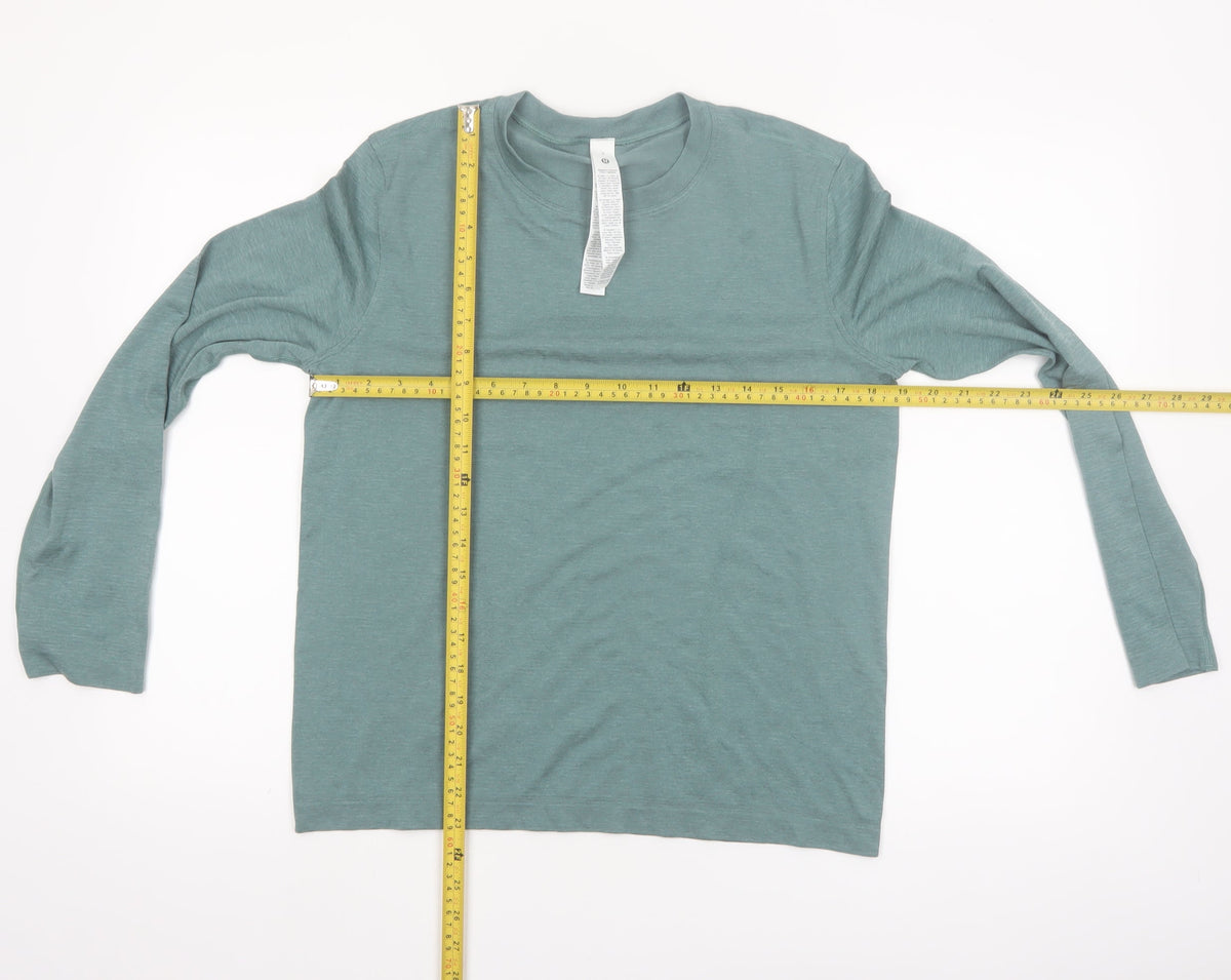 Lululemon Women Green Long Sleeve Slim Fit Nylon T-Shirt Size 8