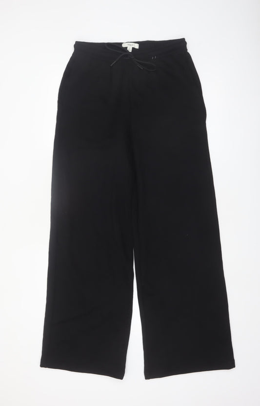 Marks and Spencer Women's Black Size 10 Tall Wide-Leg Cotton Blend Sweatpants