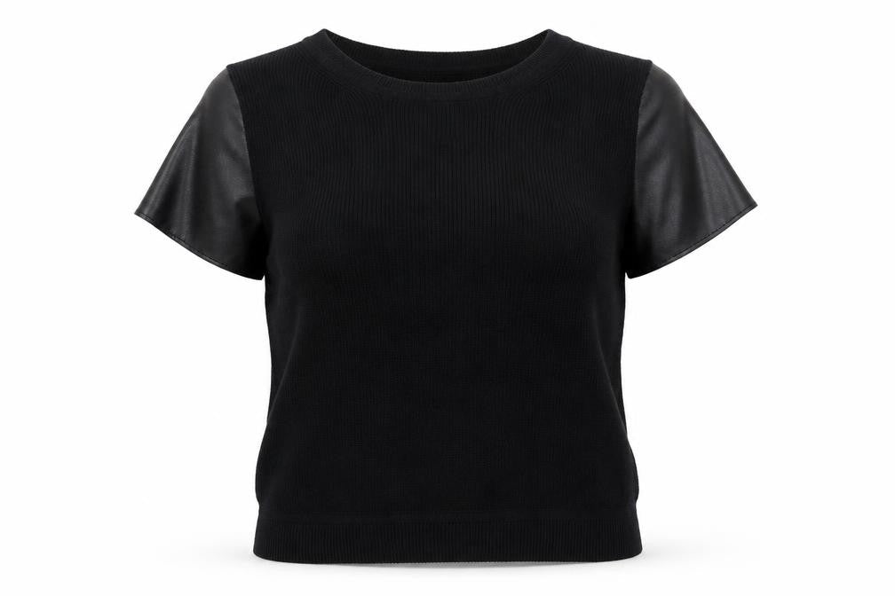 French Connection Women's Black Short Sleeve Cotton Blend Top M