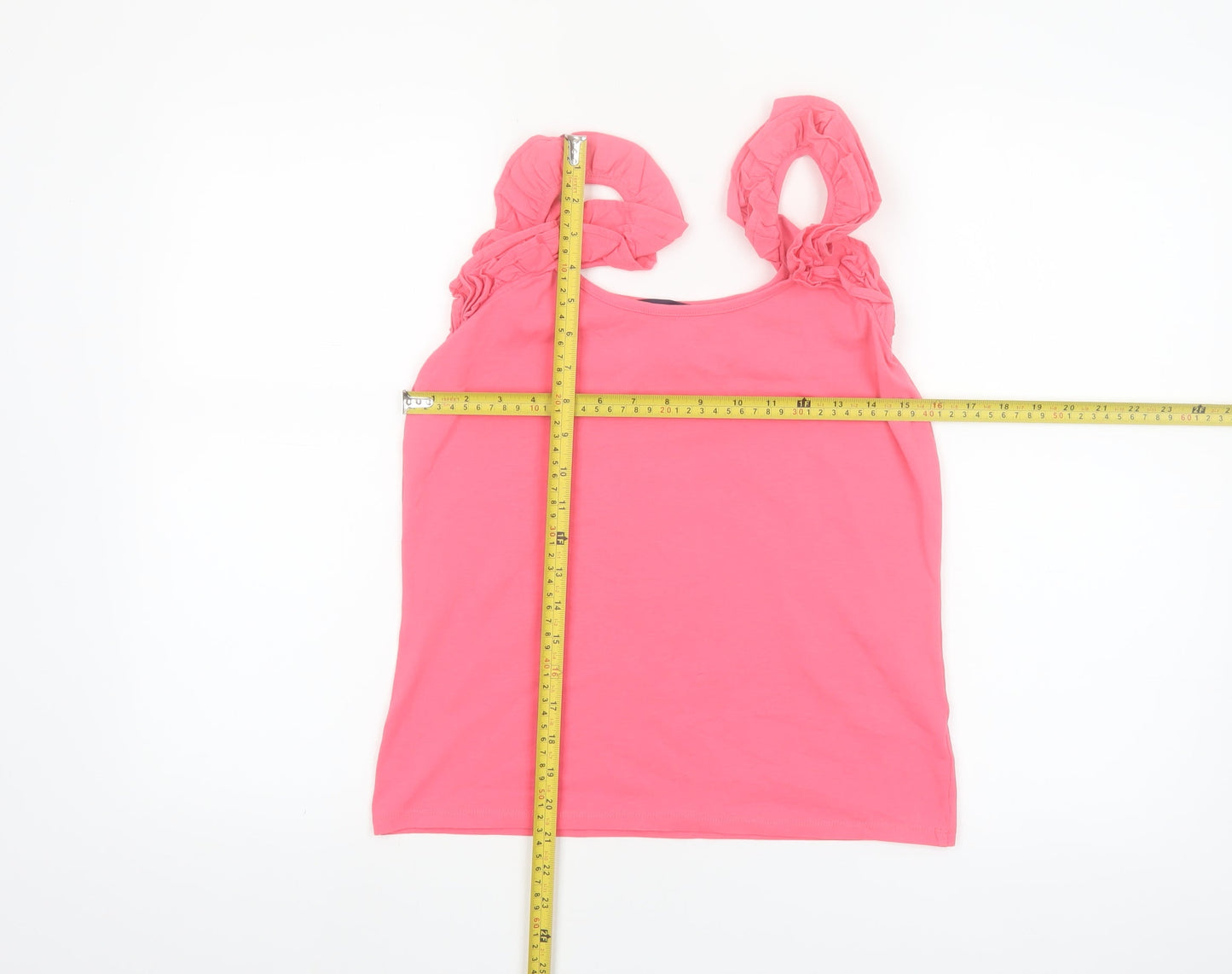 French Connection Women Pink Sleeveless Ruffle Strap Tank Top XL