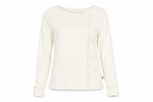 Jocavi Women Ivory Long Sleeve Cotton Stretch Basic T-Shirt UK 12