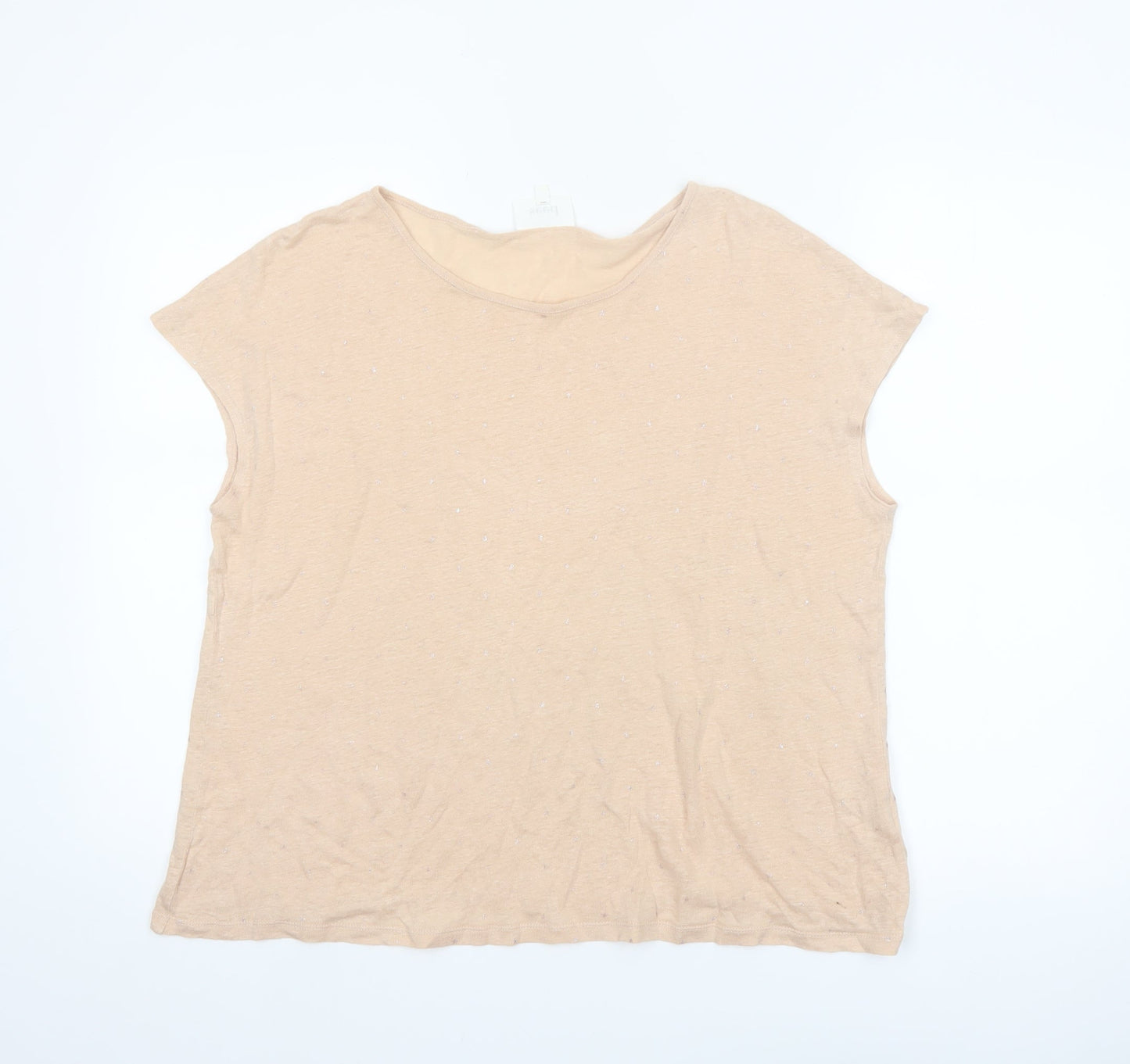 Seed Heritage Women’s Beige Linen Relaxed Fit Short Sleeve T-Shirt S