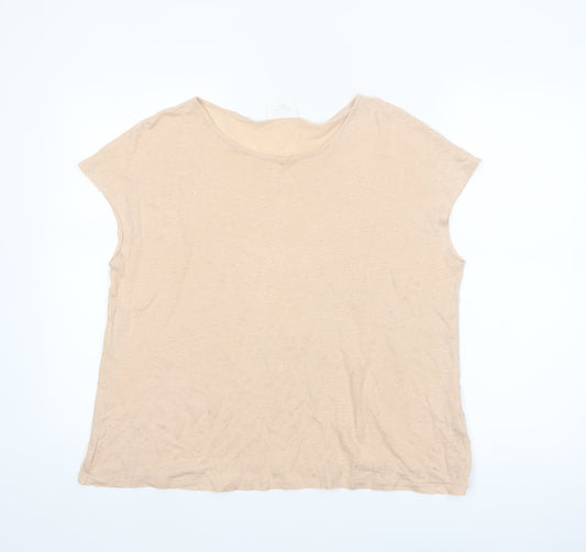 Seed Heritage Women’s Beige Linen Relaxed Fit Short Sleeve T-Shirt S