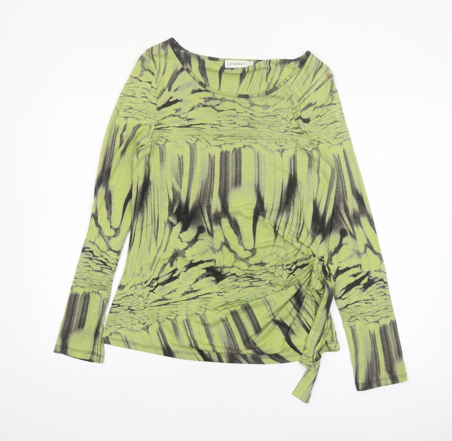 Chianti Women’s Green Abstract Long Sleeve Tunic Top Size 14