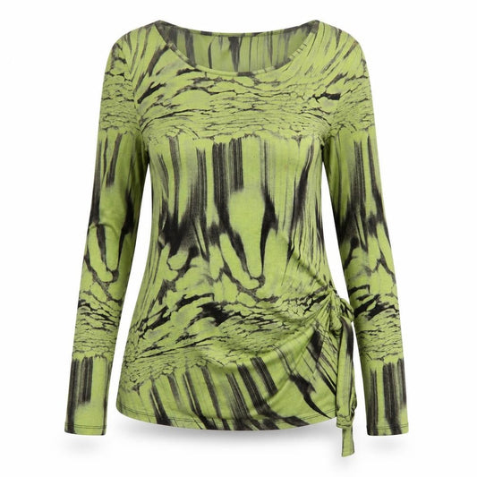 Chianti Women’s Green Abstract Long Sleeve Tunic Top Size 14