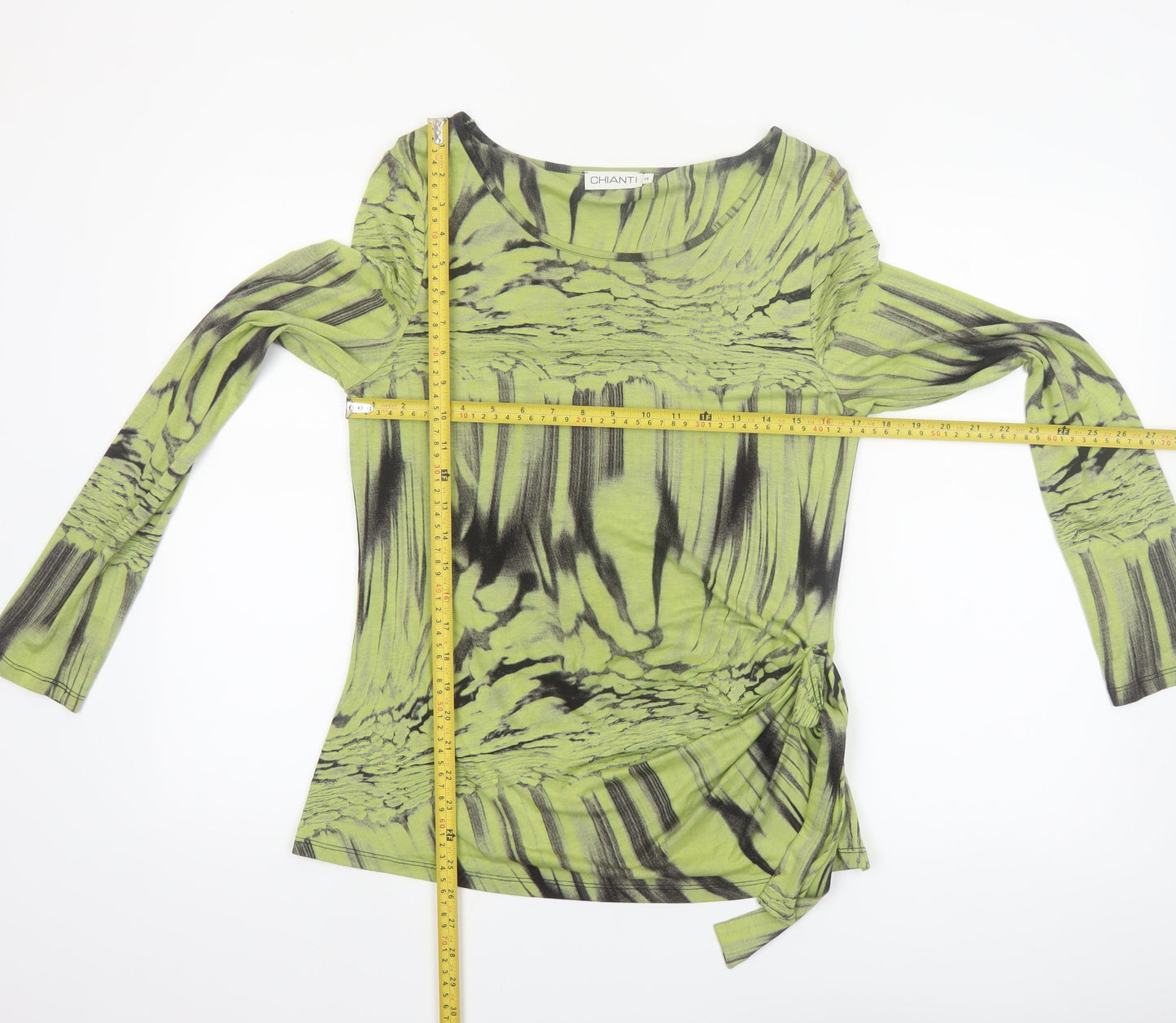 Chianti Women’s Green Abstract Long Sleeve Tunic Top Size 14