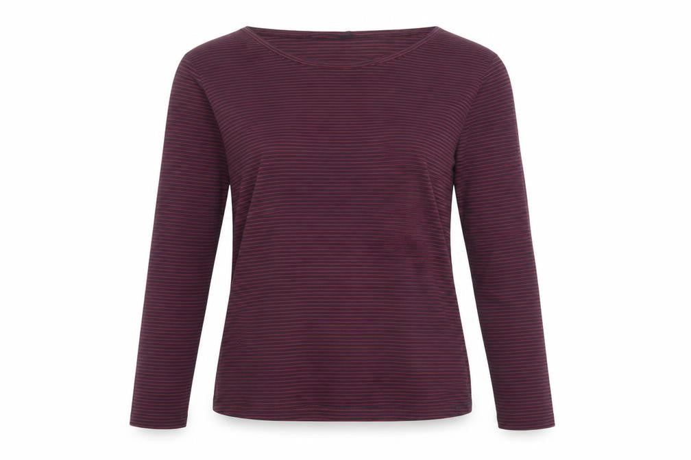 FatFace Women's Red Striped Long Sleeve Cotton Modal T-Shirt Size 12
