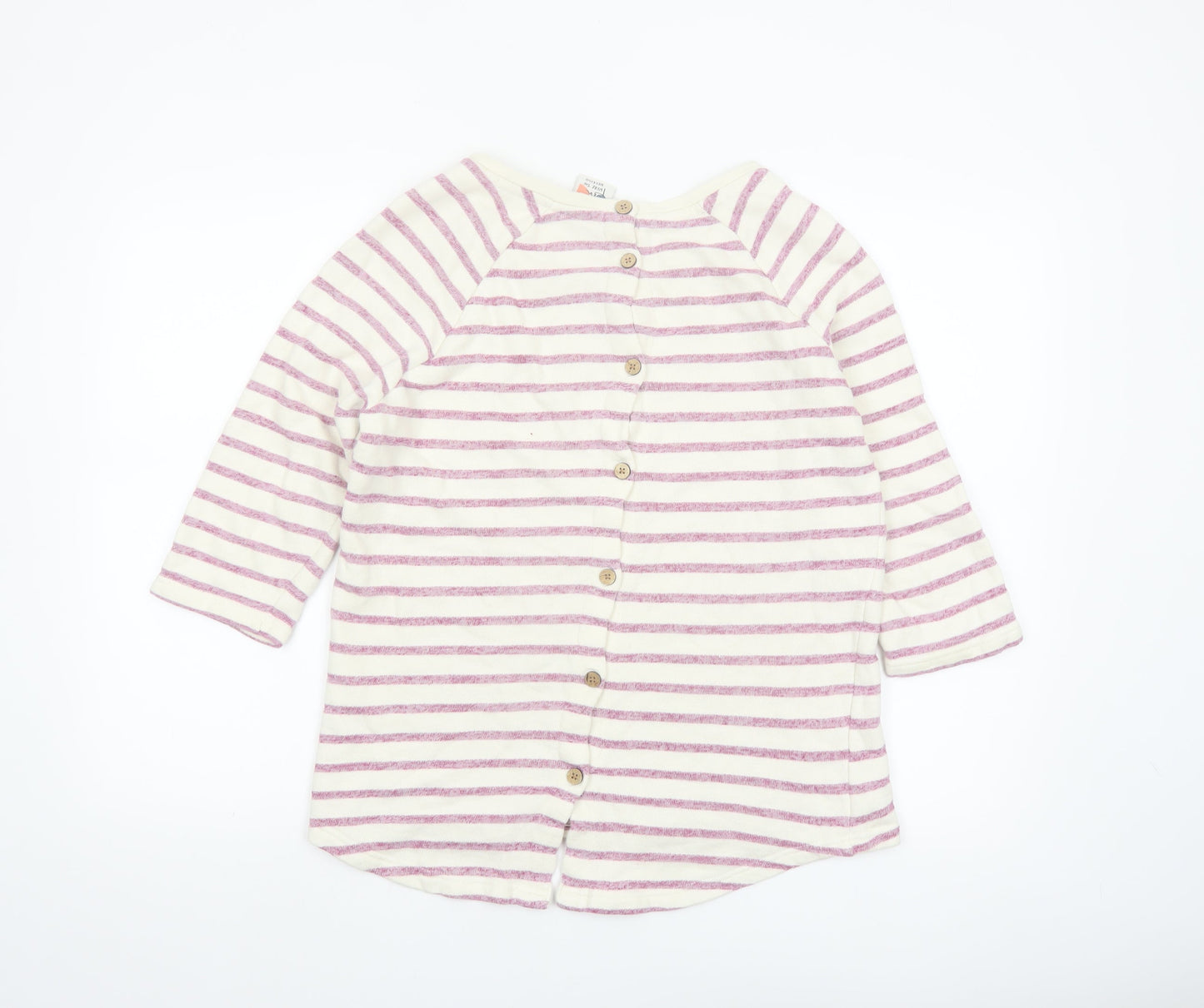 Weird Fish Womens Multicoloured Striped 3/4 Sleeve Cotton T-Shirt Size 10