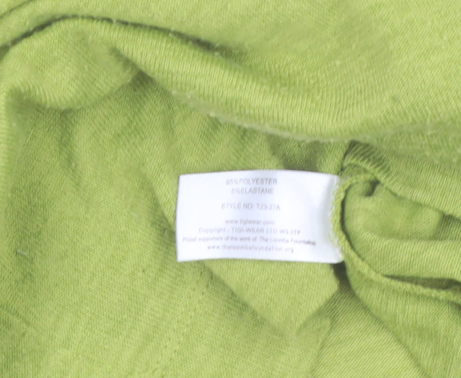 Tigi Women’s Green Long Sleeve Square Neck Jersey Top Size 14
