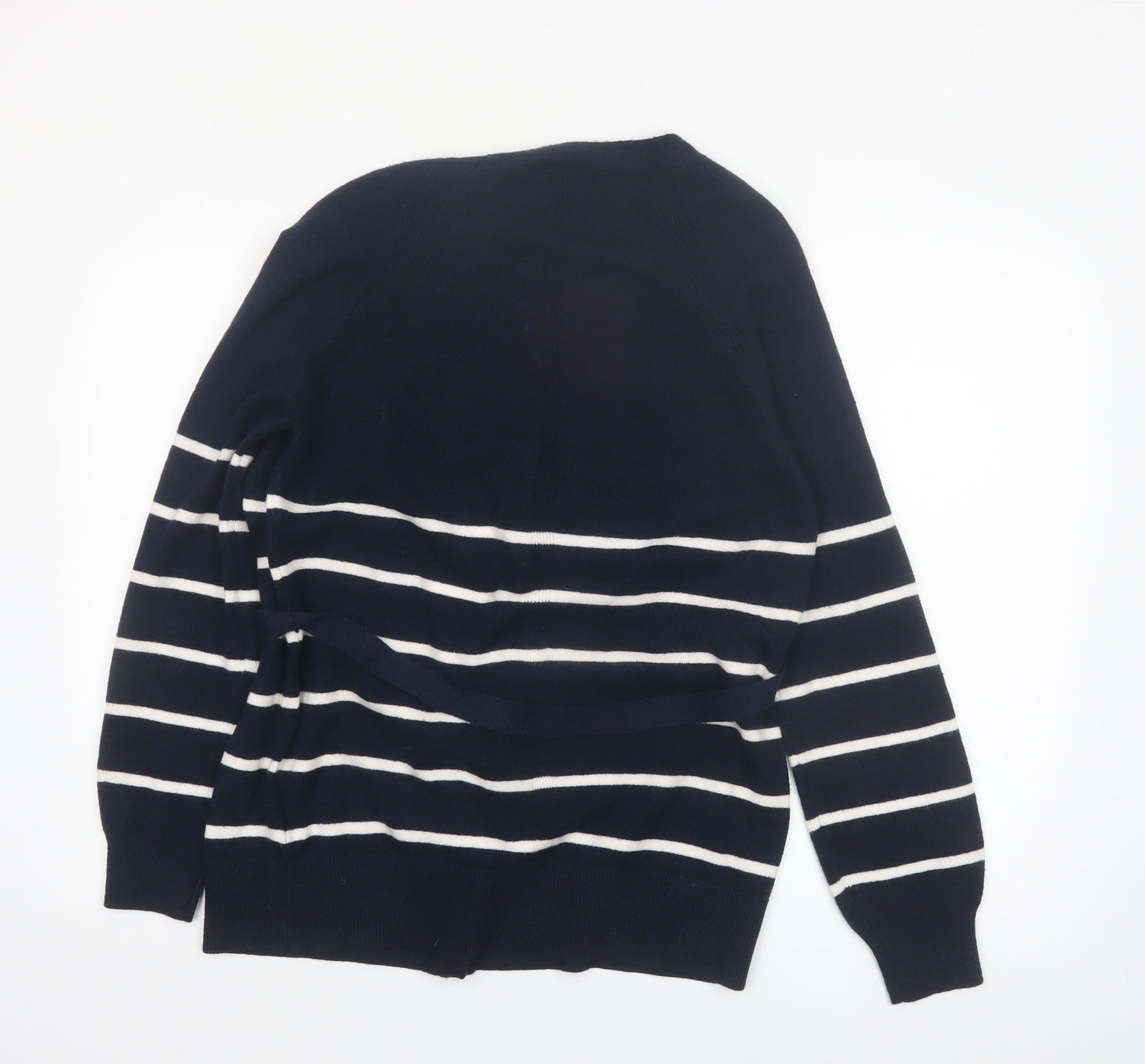 Marks and Spencer Womens Blue Striped Belted Cardigan Size S