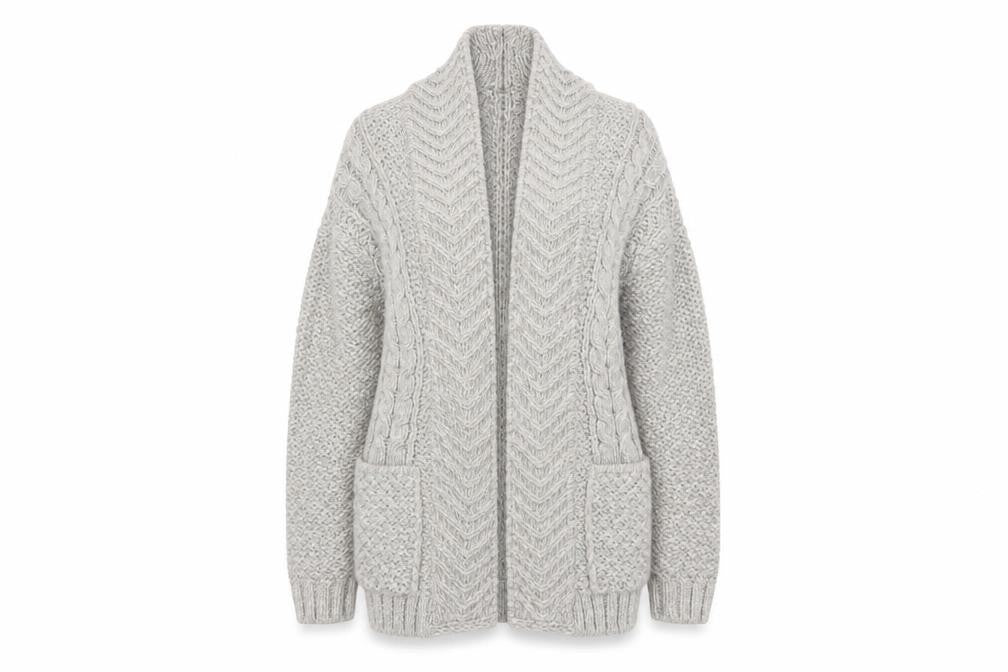 Marks & Spencer Women’s Grey Chunky Knit Open Front Cardigan Size 8
