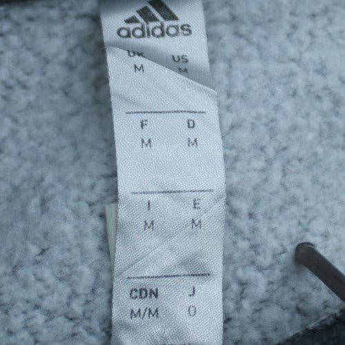 Adidas Men Grey Pullover Hoodie M Regular Fit Fleece Sportswear