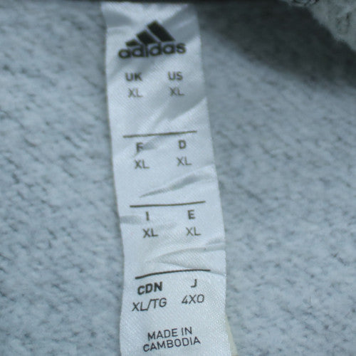 adidas Men's Grey XL Pullover Fleece Hoodie with Logo Drawstring