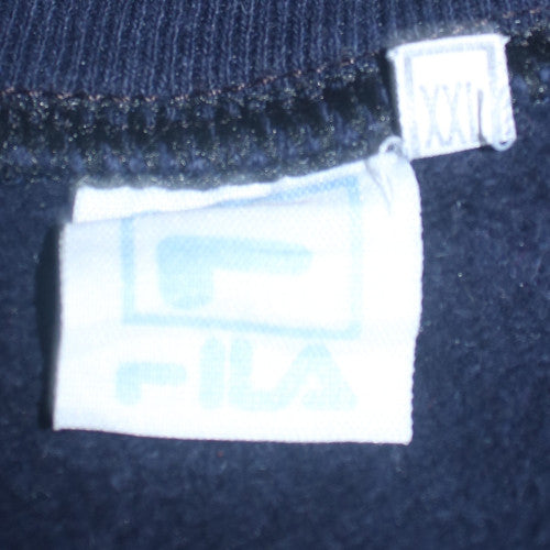 Fila Mens Navy Blue Crew Neck Sweatshirt XXL Logo Embroidered Pullover