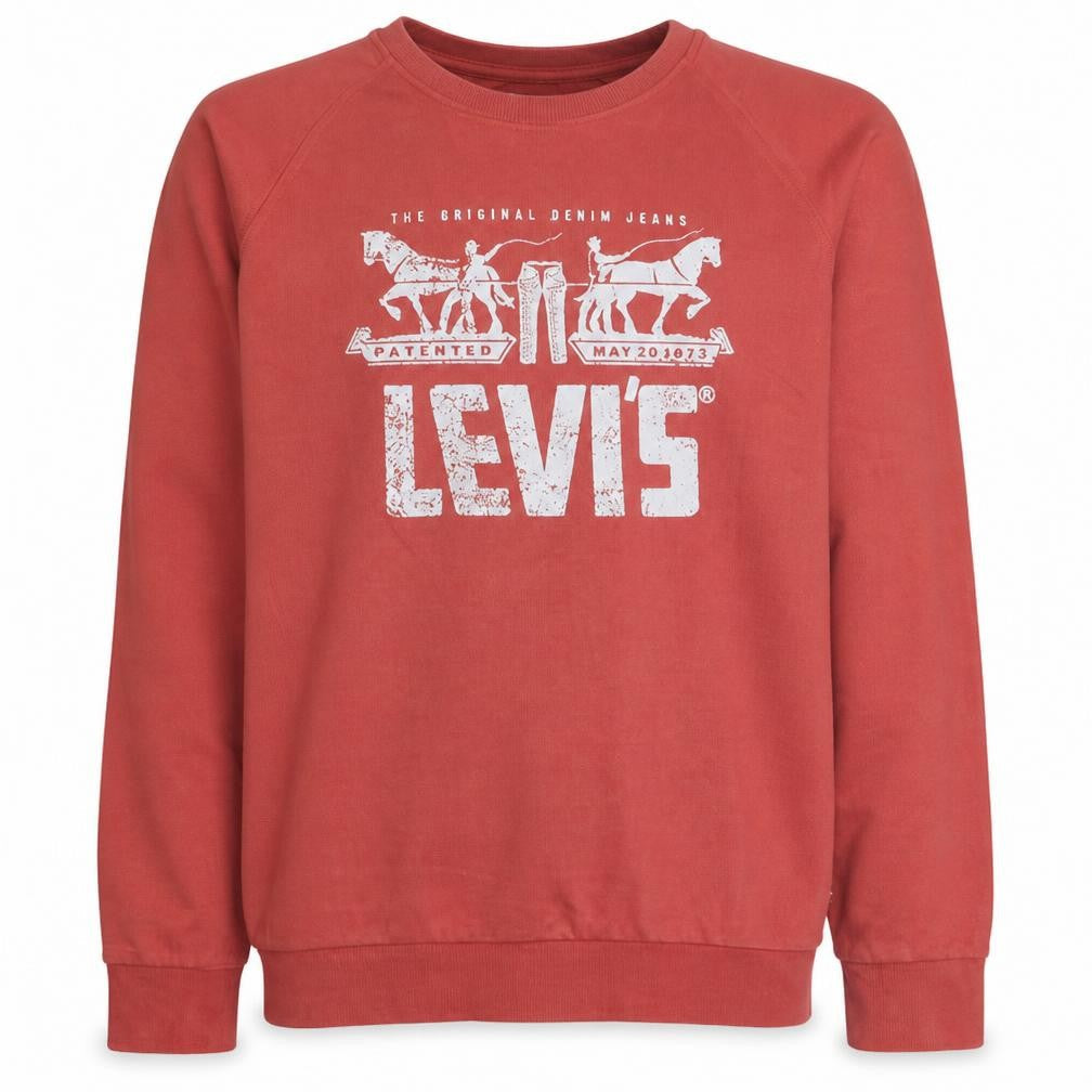 Levi's Men's Red Graphic Print Crew Neck Pullover Sweatshirt L