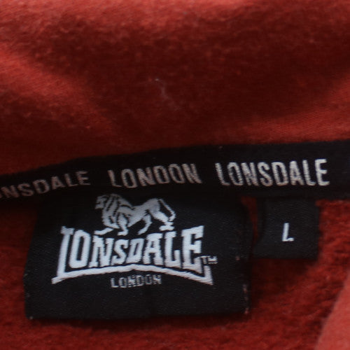 Lonsdale Men’s Red Pullover Hoodie L Logo Sports Fleece Sweatshirt