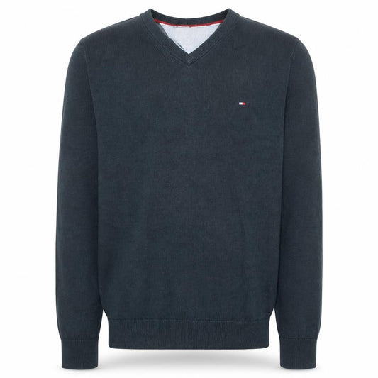 Tommy Hilfiger Men's Black V-Neck Cotton Pullover Jumper M