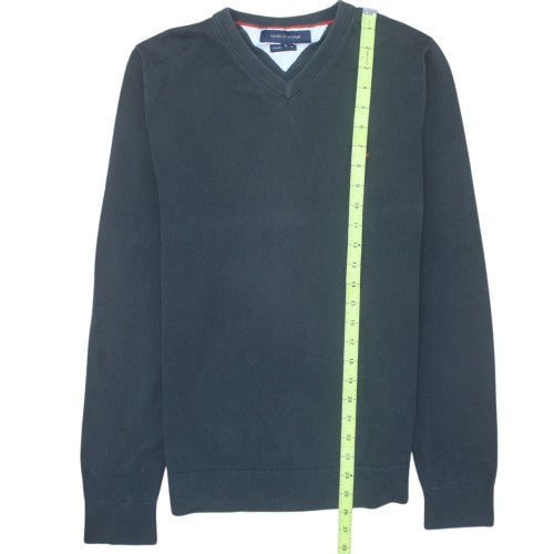 Tommy Hilfiger Men's Black V-Neck Cotton Pullover Jumper M