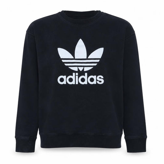Adidas Womens Black Crew Neck Pullover Sweatshirt Size 12 Cotton