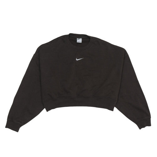 Nike Women Black Cropped Pullover Sweatshirt L Logo Crew Neck