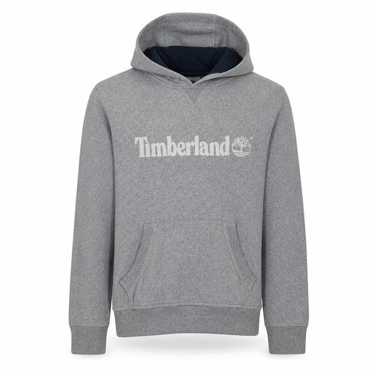 Timberland Men's Grey Pullover Hoodie L Logo Fleece Sweatshirt