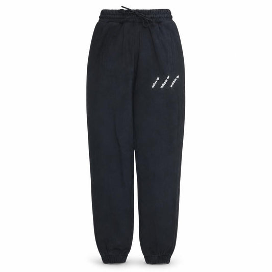 adidas Womens Black Sweatpants Size 4 Regular Fit Fleece Tapered