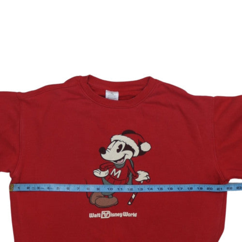 Disney Women Red Mickey Mouse Christmas Sweatshirt Size M