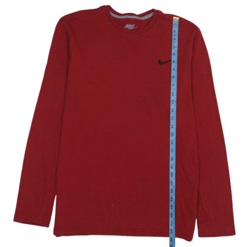 Nike Men's Red Long Sleeve Crew Neck Cotton T-Shirt Size L