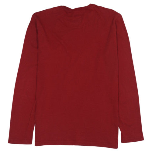 Nike Men's Red Long Sleeve Crew Neck Cotton T-Shirt Size L