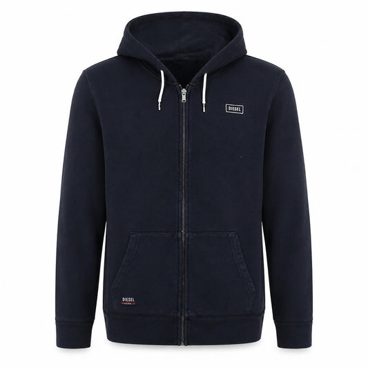 Diesel Men's Black Full Zip Hoodie L Regular Fit Cotton Blend