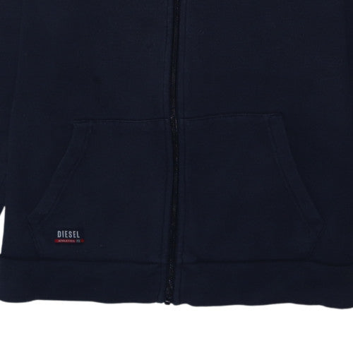 Diesel Men's Black Full Zip Hoodie L Regular Fit Cotton Blend