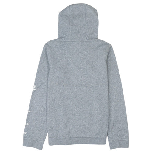 Nike Boys Grey XL Pullover Hoodie with Logo Print and Kangaroo Pocket