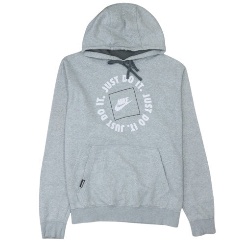 Nike Men's Grey Pullover Hoodie L Regular Fit Just Do It Fleece