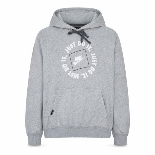 Nike Men's Grey Pullover Hoodie L Regular Fit Just Do It Fleece