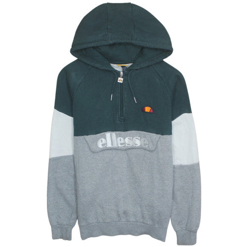 Ellesse Mens Grey Colour Block 1/2 Zip Hoodie M