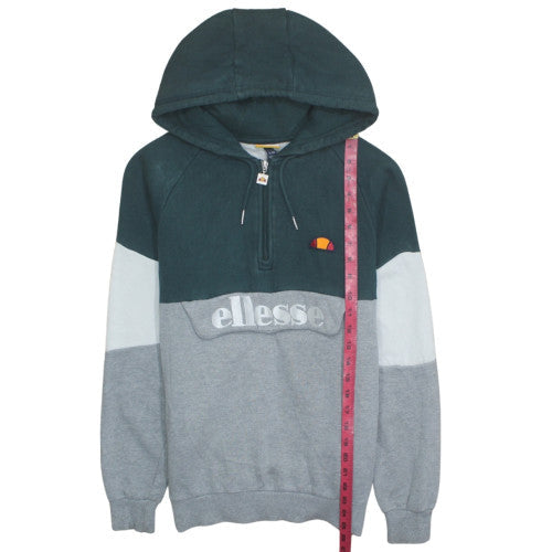 Ellesse Mens Grey Colour Block 1/2 Zip Hoodie M