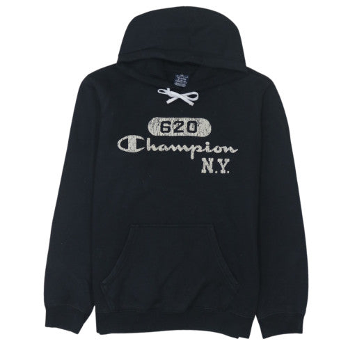 Champion Women's Black Medium Pullover Hoodie with Logo Print