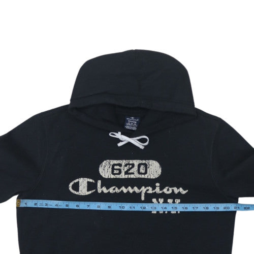 Champion Women's Black Medium Pullover Hoodie with Logo Print