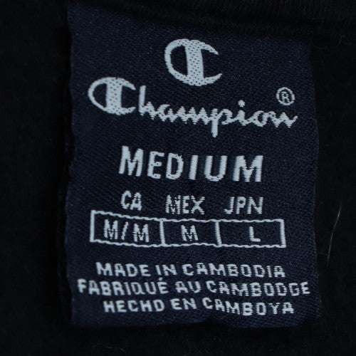 Champion Women's Black Medium Pullover Hoodie with Logo Print
